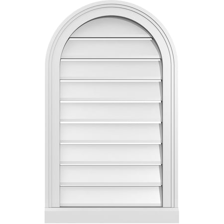 Round Top Surface Mount PVC Gable Vent: Functional, W/ 2W X 2P Brickmould Sill Frame, 18W X 30H